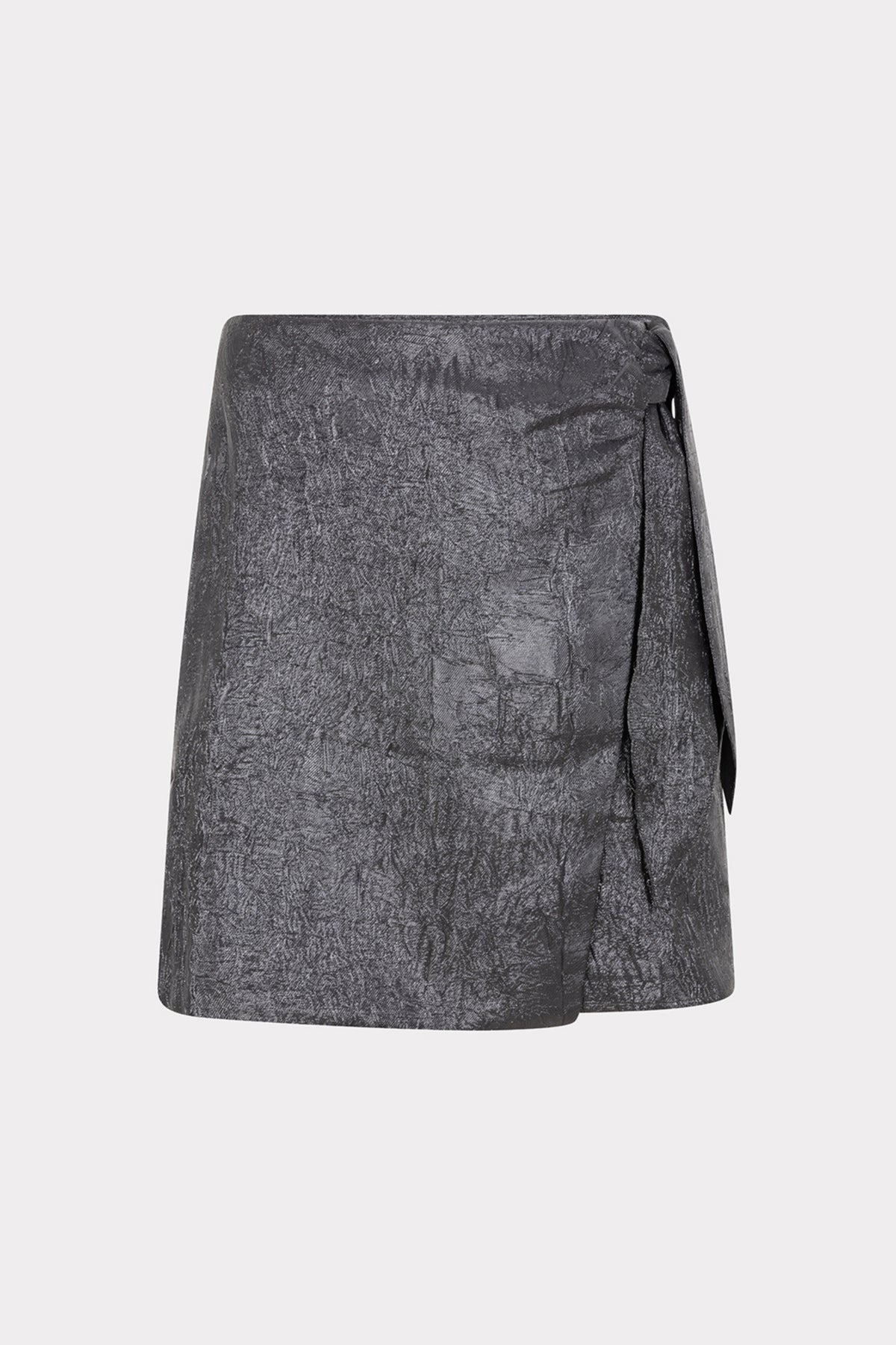 Metallic antracietkleurige crinkle rok Bow Crinkle van EsQualo, met wijd uitlopende pasvorm en elegante stijl.