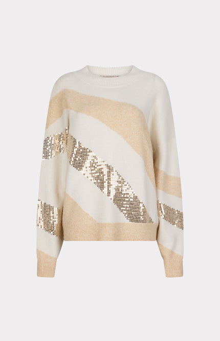 Sweater Diagonal Sequins Offwhite Sand W25.27705