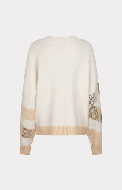 Sweater Diagonal Sequins Offwhite Sand W25.27705