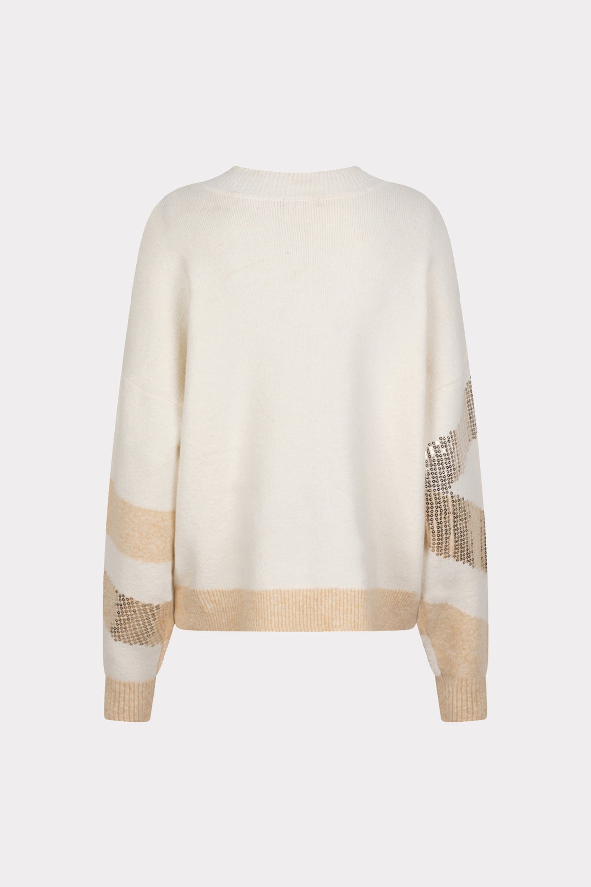 Offwhite EsQualo sweater met diagonale glitters, stijlvolle sequin details en comfortabele pasvorm, perfect voor modieuze gelegenheden.