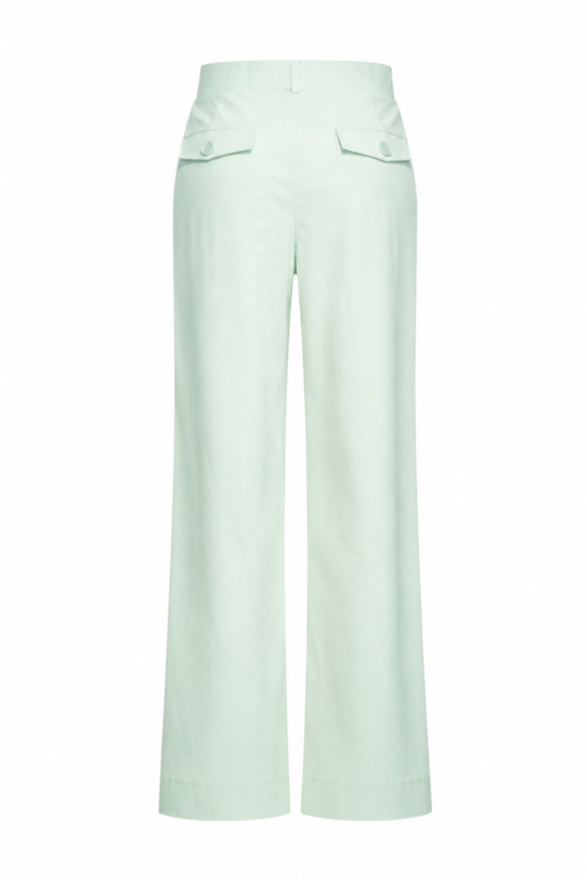 Lichte pistachekleurige Mi Piace Heavy Travel broek met elastische taille en comfortabele pasvorm, geschikt voor reizen en casual dragen.