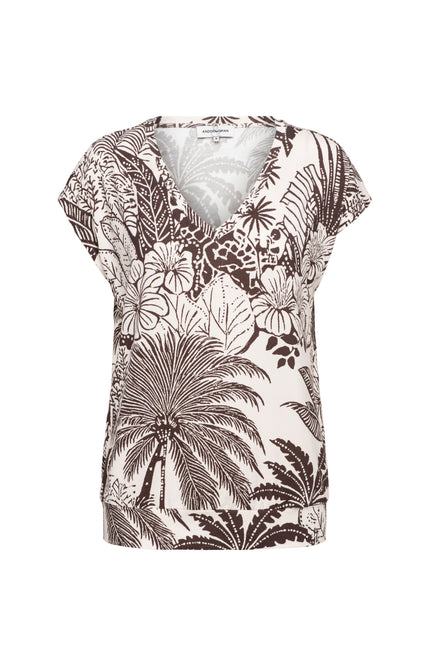 &Co woman Top Lucia Choco Duo Chocolate Multi TO384 Stretchshop.nl