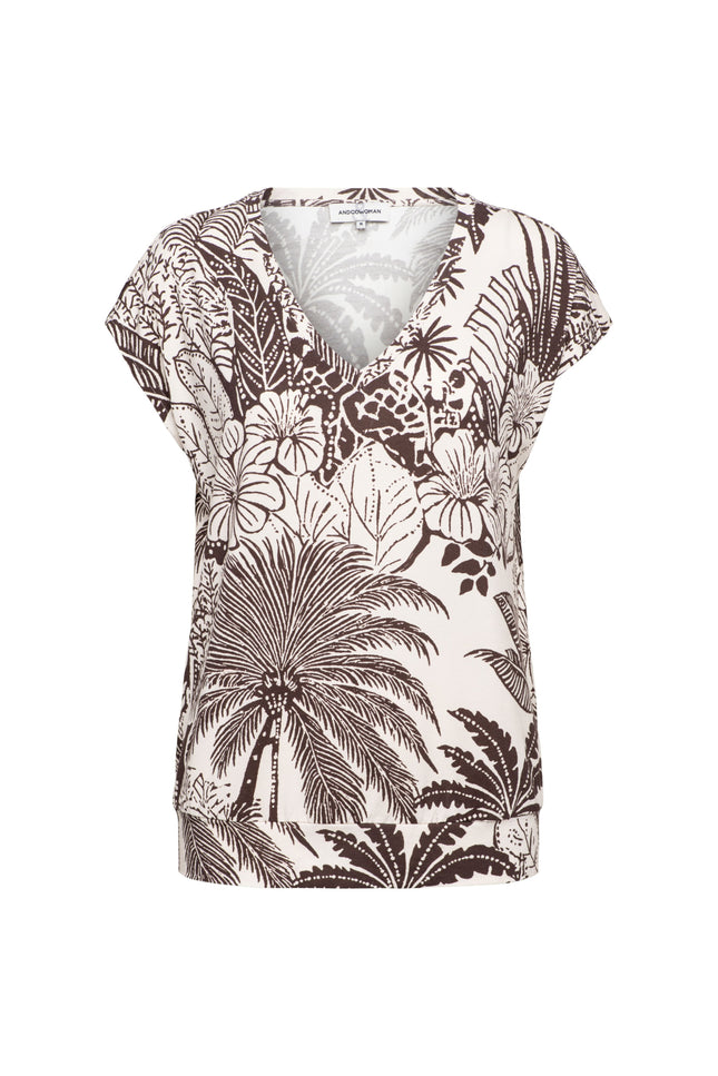 &Co woman Top Lucia Choco Duo Chocolate Multi TO384 Stretchshop.nl