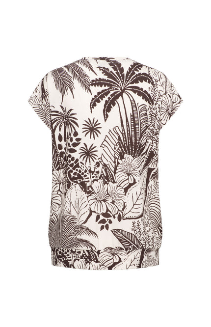 &Co woman Top Lucia Choco Duo Chocolate Multi TO384 Stretchshop.nl