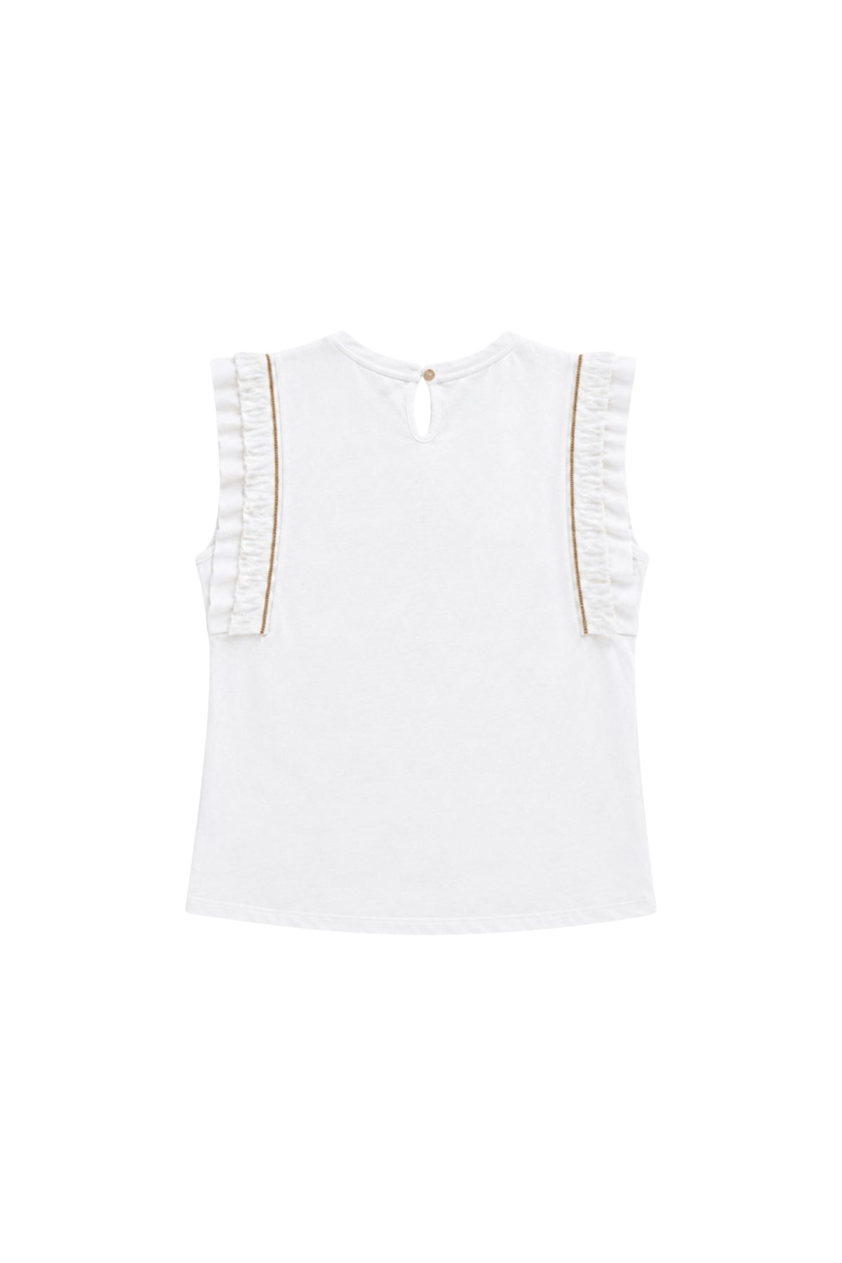Elvira Casuals Top Dominique in ecru, dunne katoenen top met ronde hals en korte mouwen, voor een casual look.