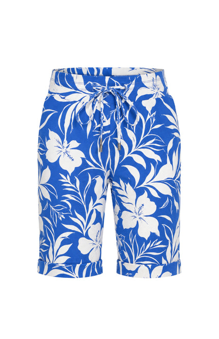 Travel Short Hibiscus Print Nautic Blue 202423
