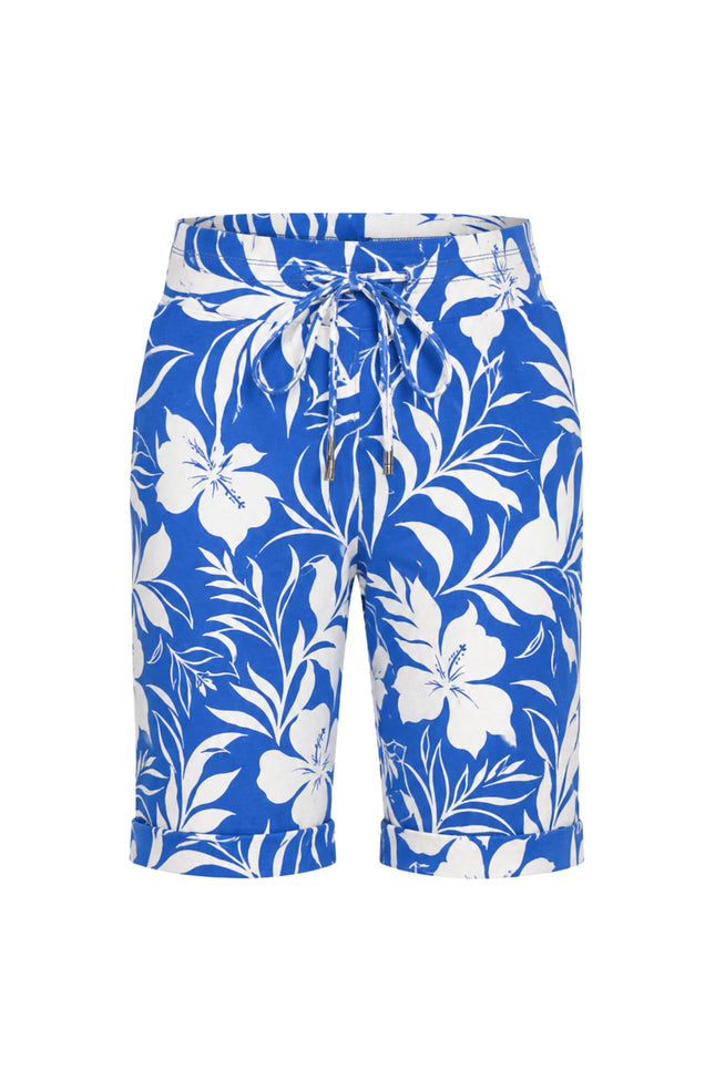 Travel Short Hibiscus Print Nautic Blue 202423
