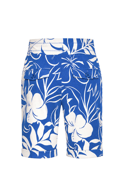 Travel Short Hibiscus Print Nautic Blue 202423