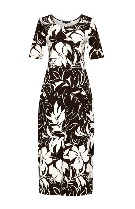 Travel Jurk Tropical Hibiscus Print Espresso 202805