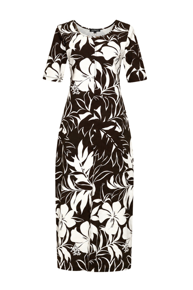 Travel Jurk Tropical Hibiscus Print Espresso 202805