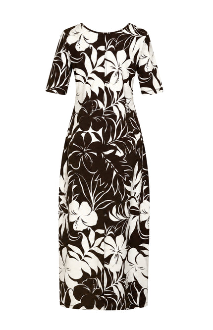 Travel Jurk Tropical Hibiscus Print Espresso 202805