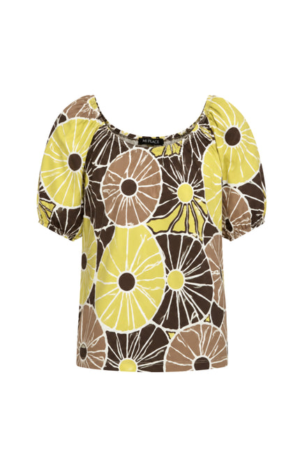 Travel Top Bardot Desert Anemone Print Sweet Pea 202454