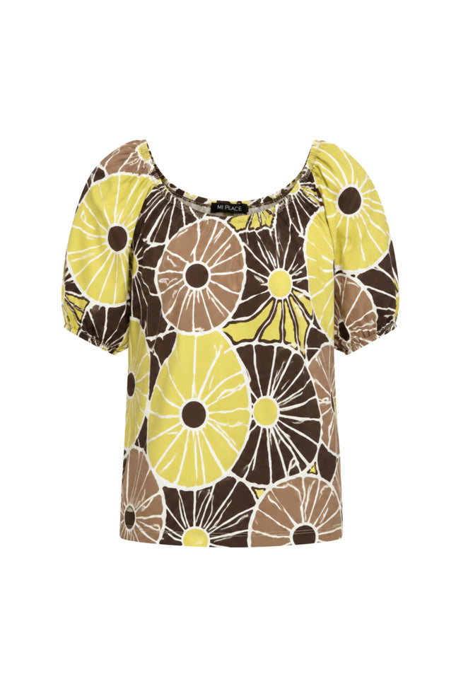 Travel Top Bardot Desert Anemone Print Sweet Pea 202454