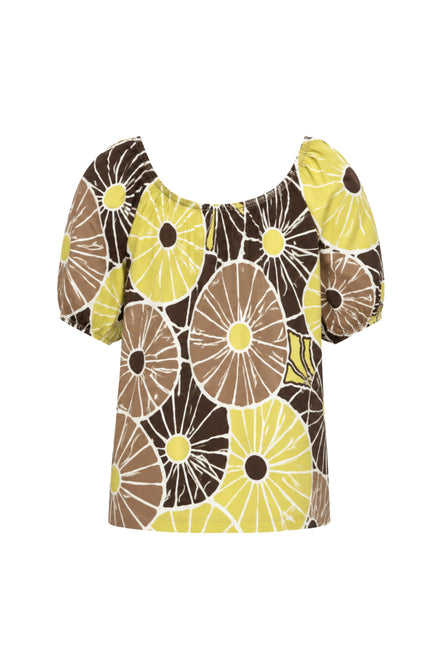 Travel Top Bardot Desert Anemone Print Sweet Pea 202454