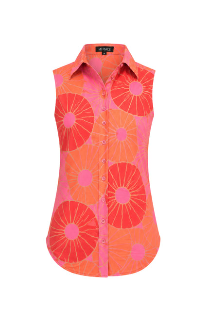Mi Piace Travel Blouse Desert Anemone Print Coral 202299 Stretchshop.nl