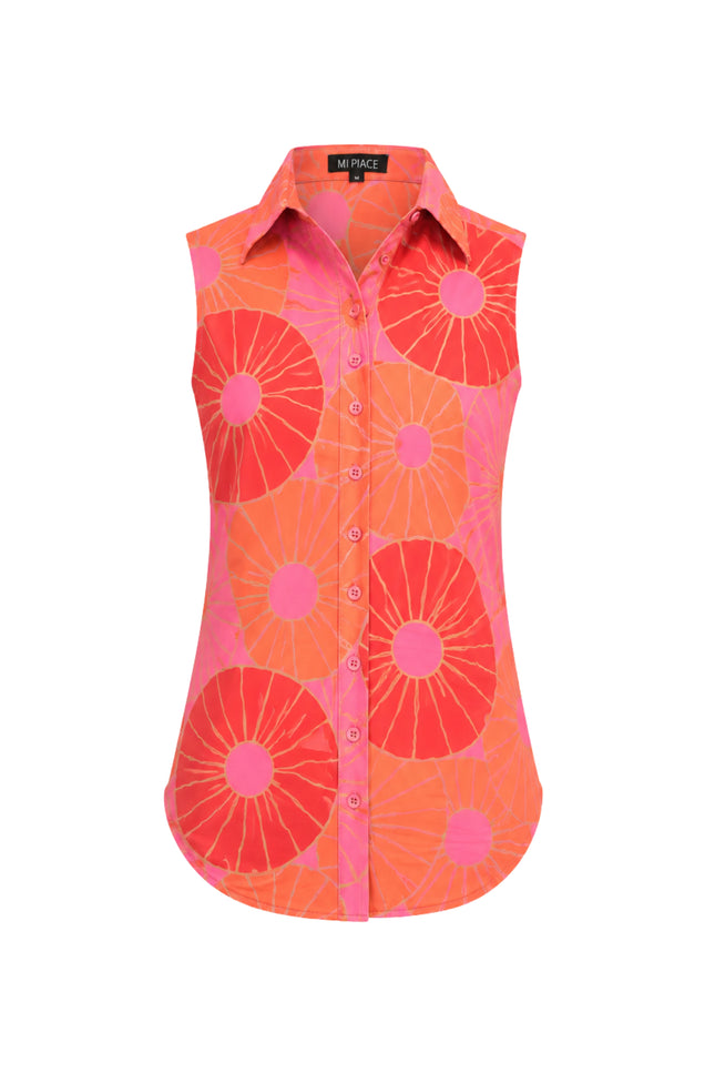 Mi Piace Travel Blouse Desert Anemone Print Coral 202299 Stretchshop.nl
