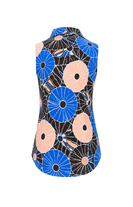 Mi Piace Travel Blouse Desert Anemone Print Nautic Blue 202299 Stretchshop.nl