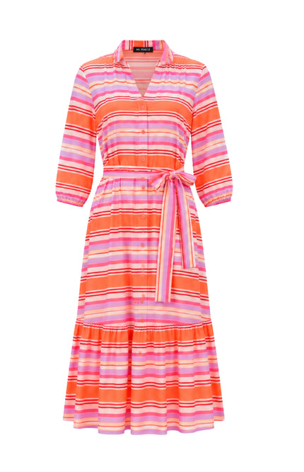 Travel Jurk Woven Summer Stripe Print Coral 202862