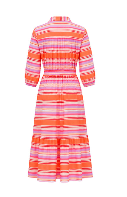 Travel Jurk Woven Summer Stripe Print Coral 202862