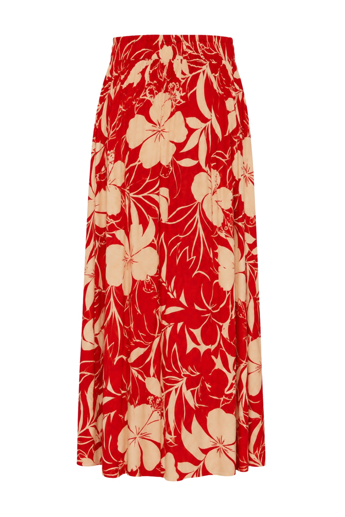 Rode tropical Hibiscus print rok van Mi Piace met bloemenpatroon, elegante zomerjurk voor dames