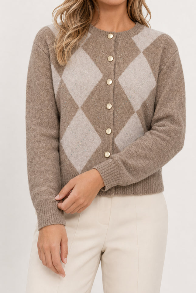 Vest Ruitjes Zand 890600