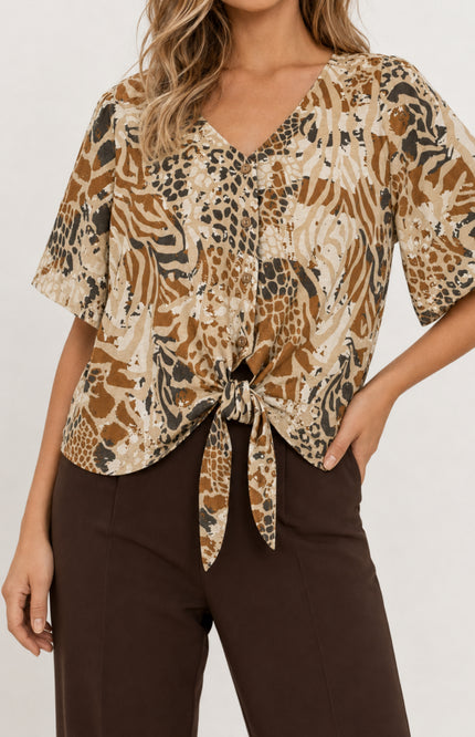 Blouse Strik Dierenprint Zand 166262