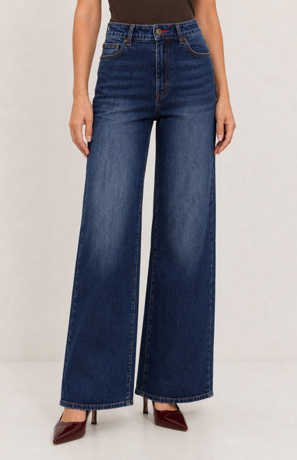 Jeans Met Strass Blue Denim D702L