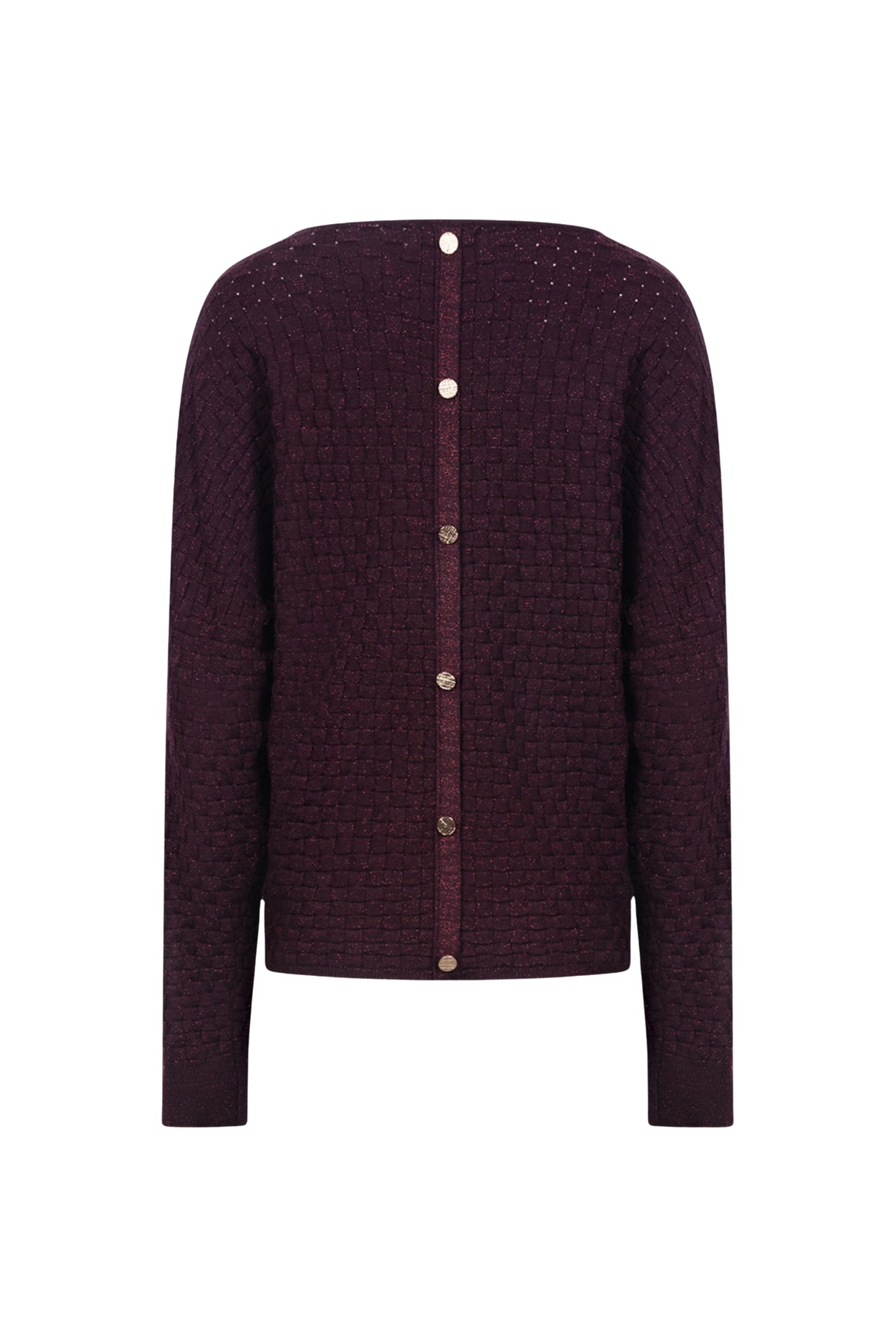Luxe zwarte top van Nukus met glanzend lurex en charmante kersenprint, geschikt voor stijlvolle gelegenheden.