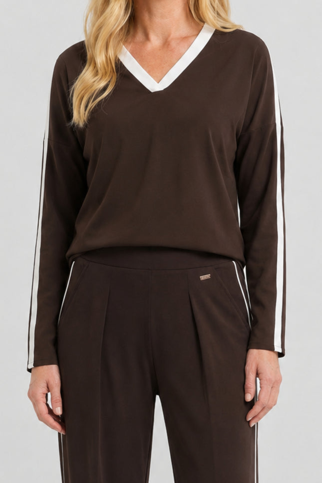 Travel Top Losina Brown Offwhite