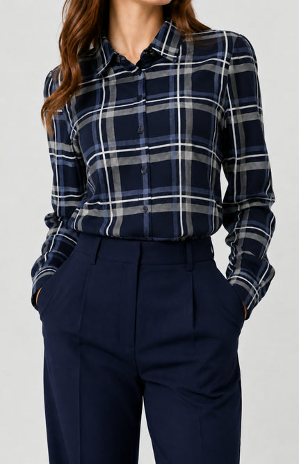 Travel Blouse Fayette Blue Check