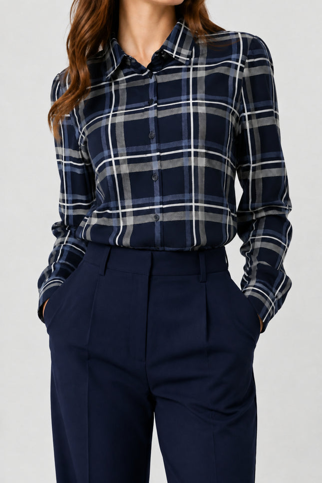 Travel Blouse Fayette Blue Check