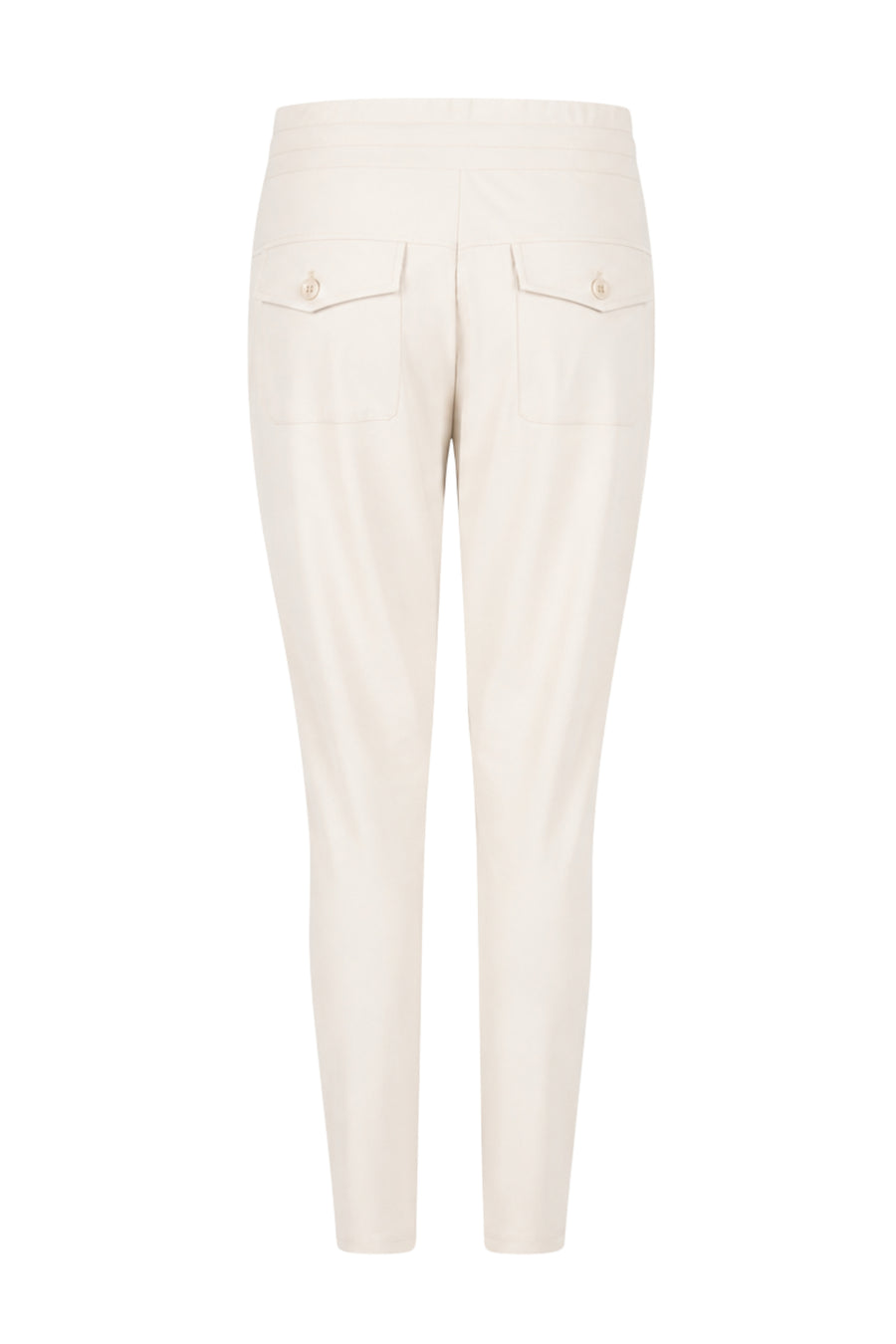 Zoso Travel Broek Amber Sand, lichtgewicht en comfortabele reisbroek met elastische taille en praktische zakken, in zandkleur.
