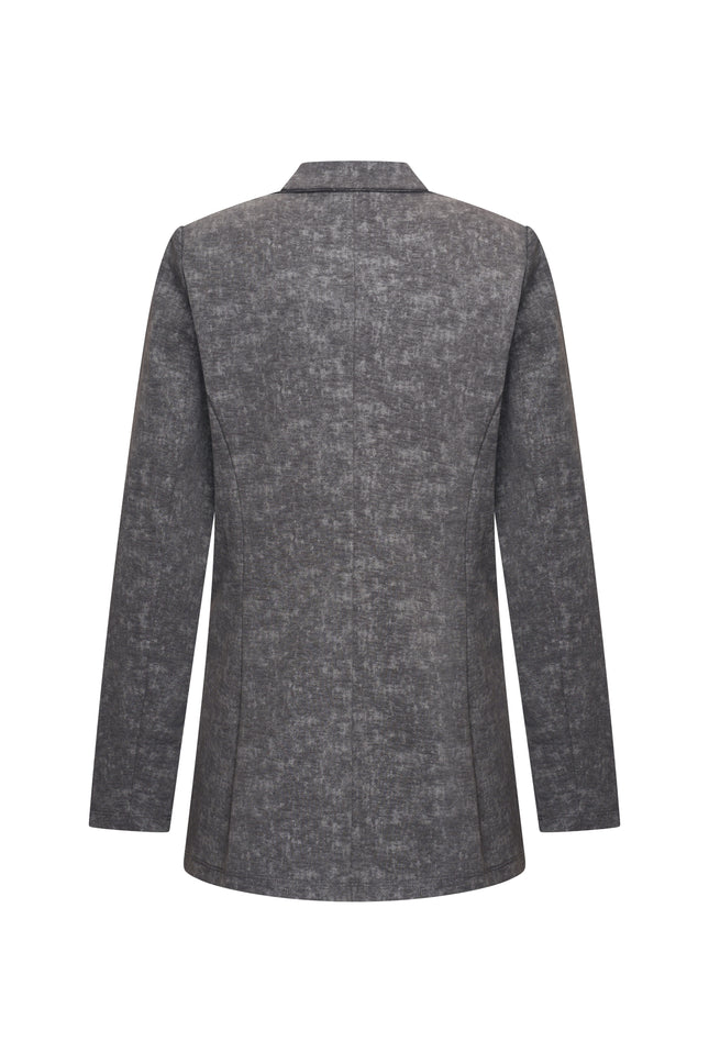 Mi Piace Travel Blazer Stone Foil Print Dark Grey 202102A Stretchshop.nl
