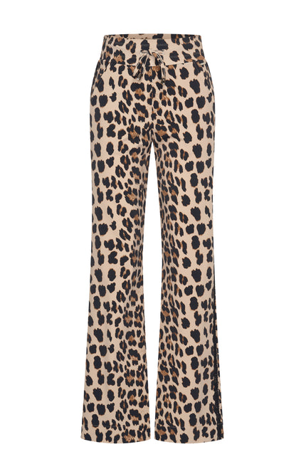 Travel Broek Straight Leopard Print Latte 202704