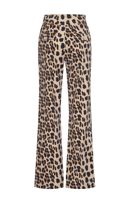 Travel Broek Straight Leopard Print Latte 202704