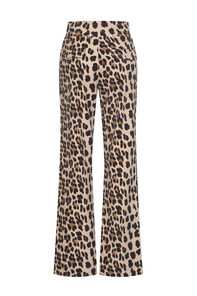 Travel Broek Straight Leopard Print Latte 202704