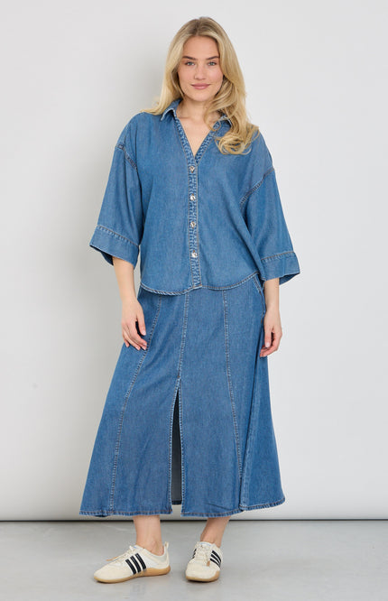 Freequent Rok Fqmilo Medium Blue Denim 208292 Stretchshop.nl
