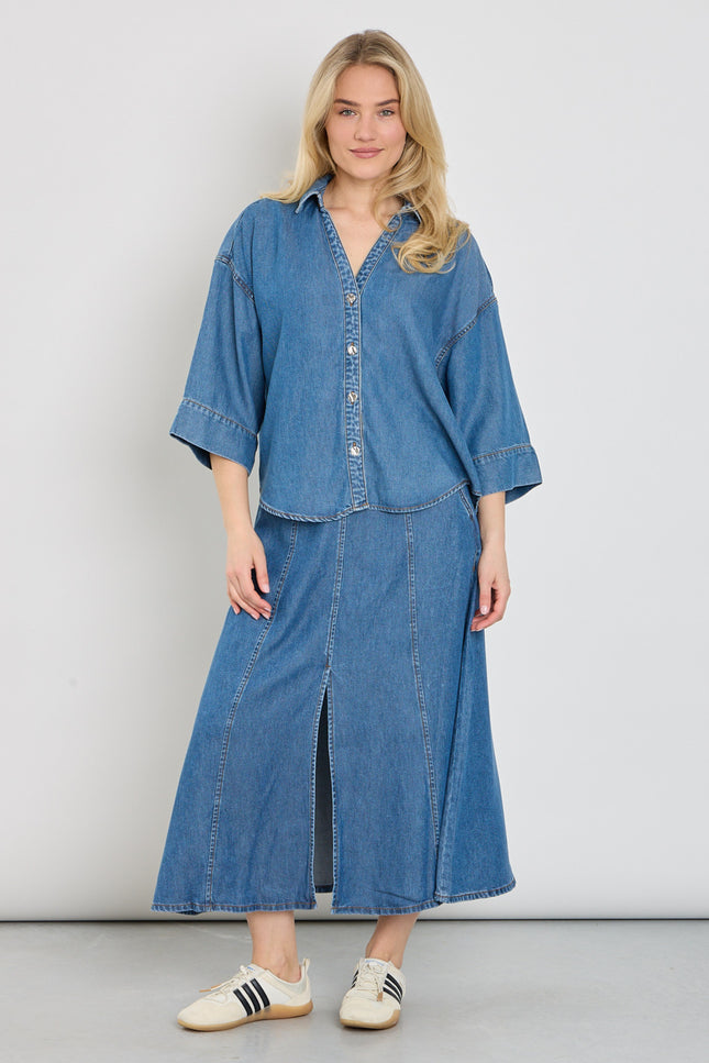 Freequent Rok Fqmilo Medium Blue Denim 208292 Stretchshop.nl