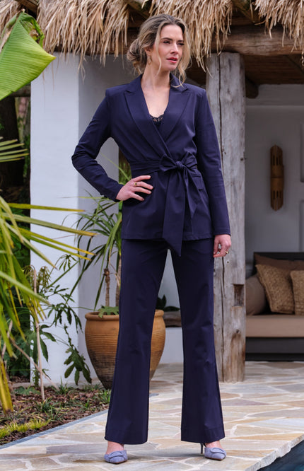 Mi Piace Heavy Travel Broek Flared Navy 202136 Stretchshop.nl