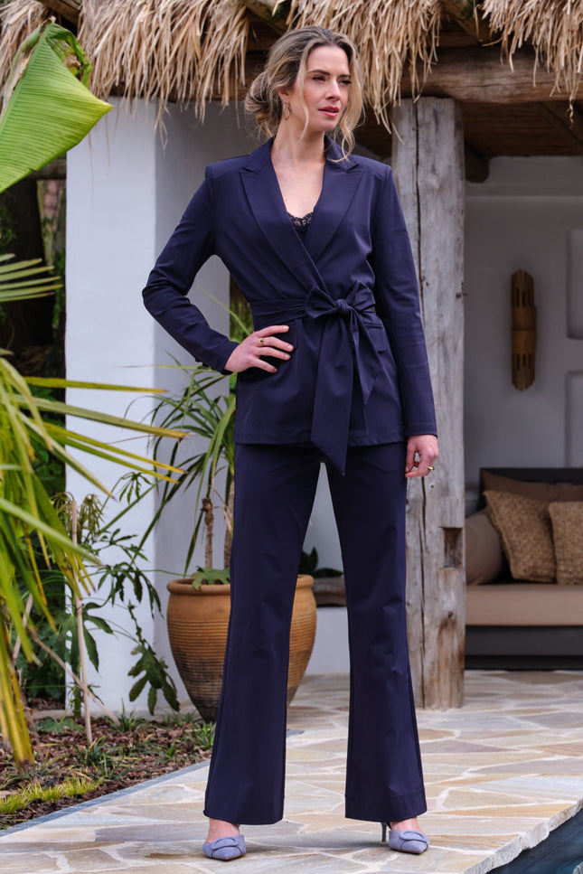 Mi Piace Heavy Travel Broek Flared Navy 202136 Stretchshop.nl