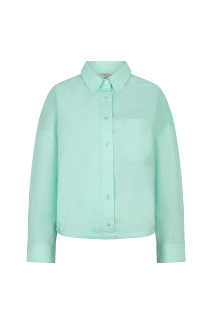 EsQualo Blouse Cropped Poplin Mint Green SP26.10014 Stretchshop.nl