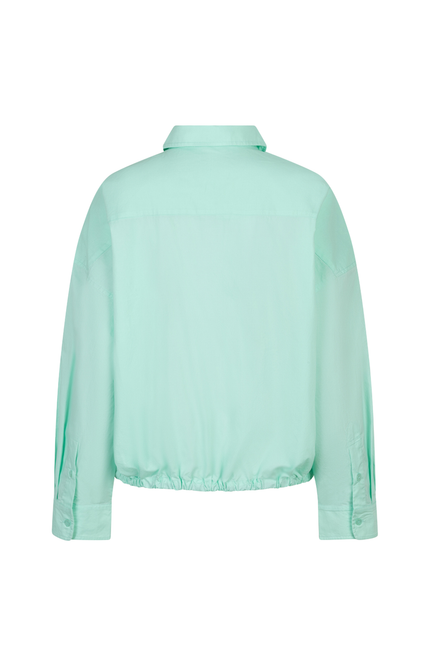 EsQualo Blouse Cropped Poplin Mint Green SP26.10014 Stretchshop.nl
