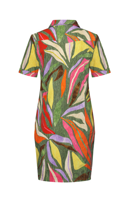 Mi Piace Travel Jurk Polo Summer Dance Print Olive 202605 Stretchshop.nl