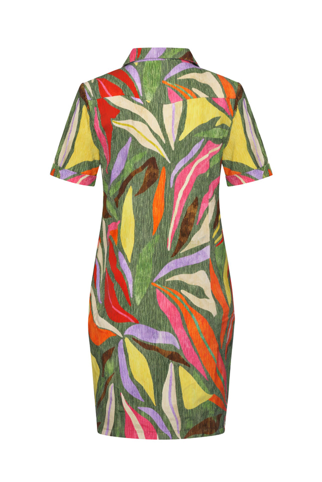 Mi Piace Travel Jurk Polo Summer Dance Print Olive 202605 Stretchshop.nl