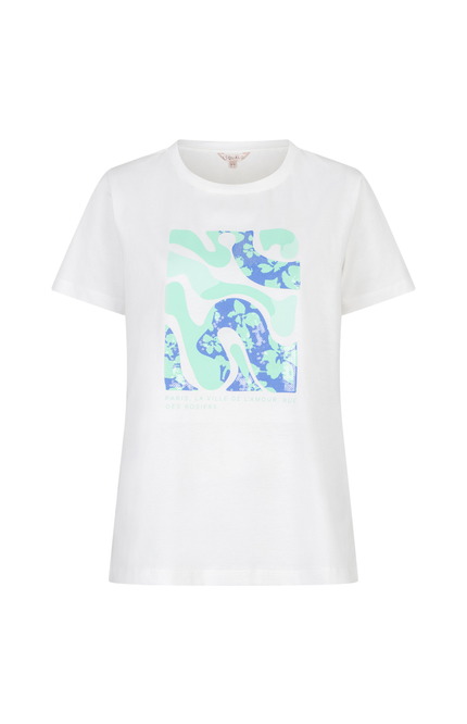 EsQualo T-shirt Paris Offwhite Mint SP26.05014 Stretchshop.nl