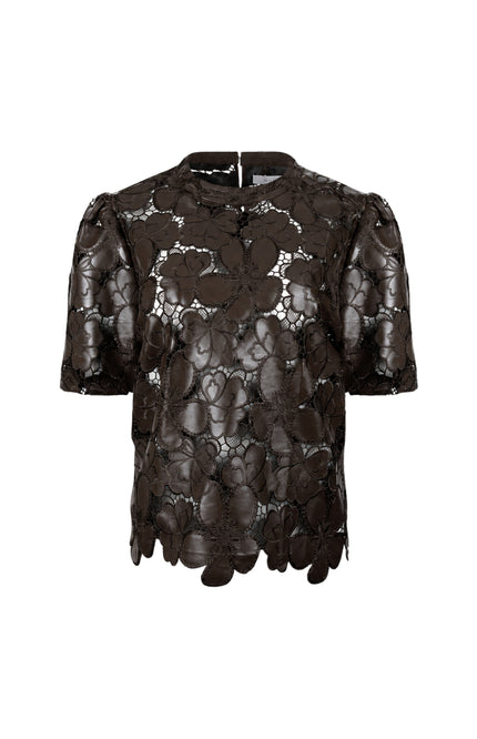 Top Nicole Flower PU Chocolate NKF01105