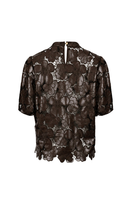 Top Nicole Flower PU Chocolate NKF01105