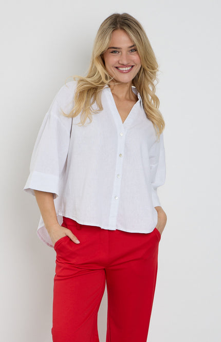 Freequent Blouse Fqlava Brilliant White 207870 Stretchshop.nl