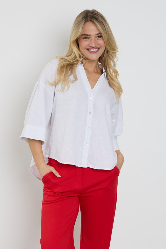 Freequent Blouse Fqlava Brilliant White 207870 Stretchshop.nl
