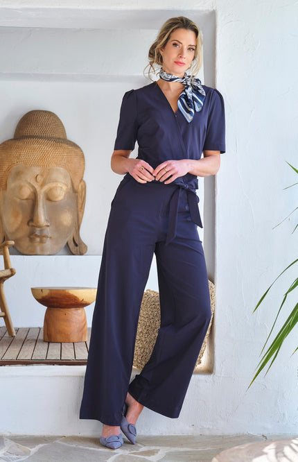 Mi Piace Travel Jumpsuit Wrap Navy 202839 Stretchshop.nl